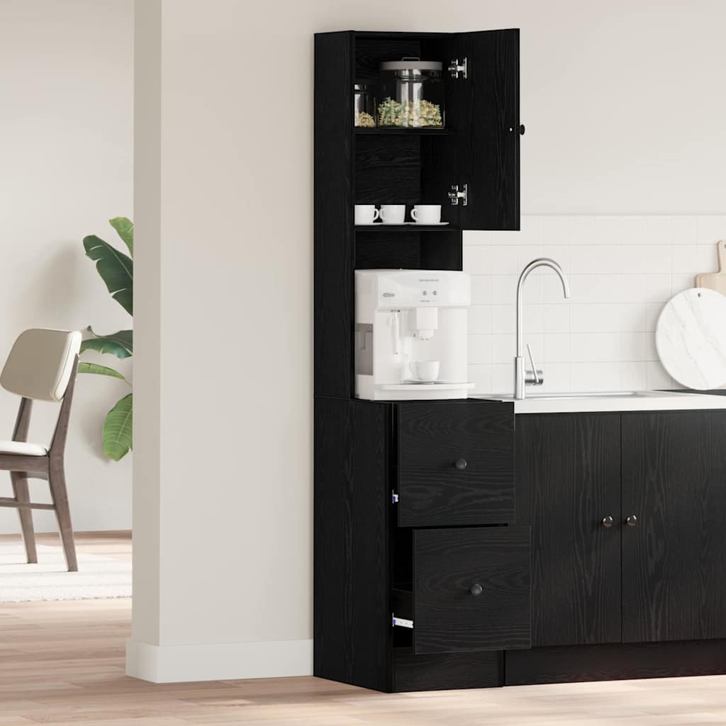 vidaXL Kitchen Sideboard with Drawer Black Oak 32 x 50 x 180 cm