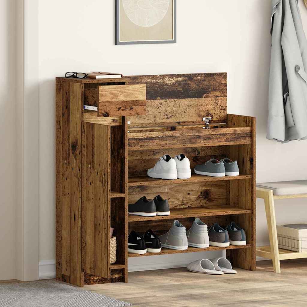 vidaXL Shoe Cabinet 100.5 x 28 x 100 cm Engineered Wood Old Wood