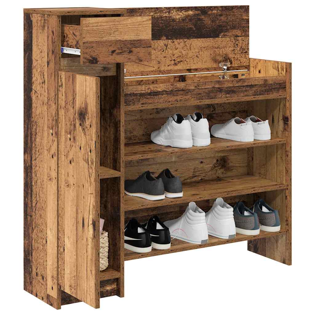 vidaXL Shoe Cabinet 100.5 x 28 x 100 cm Engineered Wood Old Wood