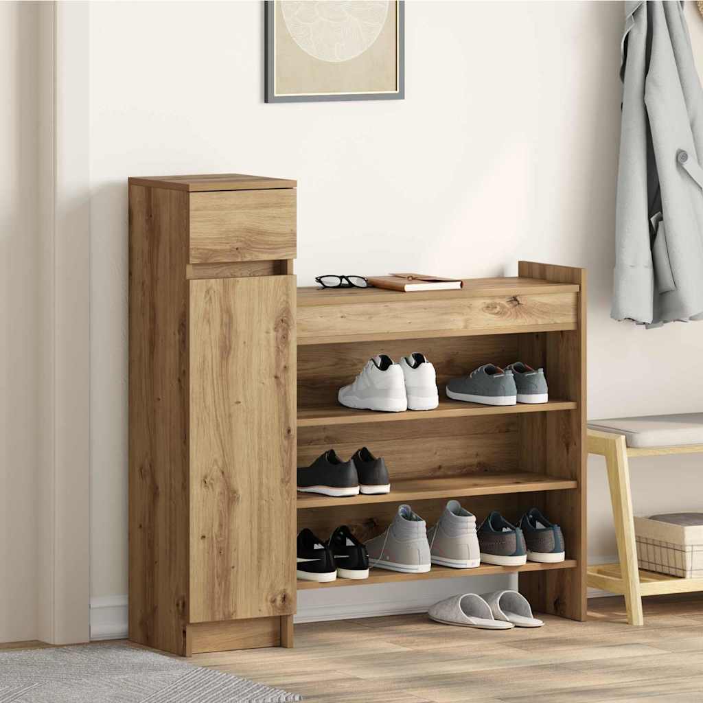 vidaXL Shoe Cabinet Artisan Oak 100.5 x 28 x 100 cm Engineered Wood