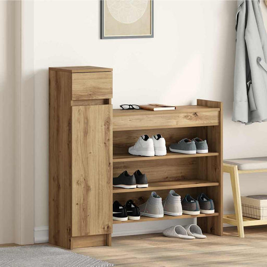 vidaXL Shoe Cabinet Artisan Oak 100.5 x 28 x 100 cm Engineered Wood