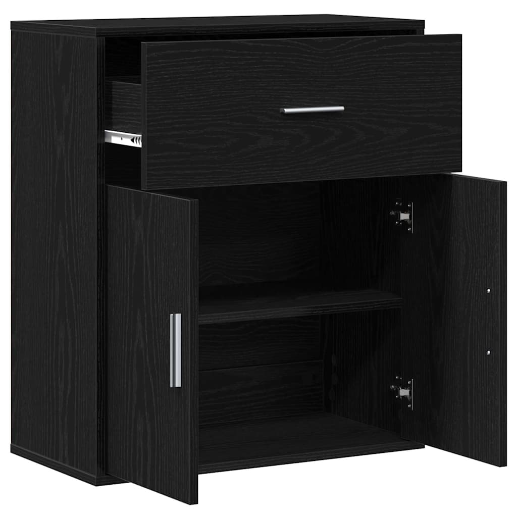 vidaXL Sideboard with Drawer Black Oak 60 x 31 x 70 cm Engineered Wood