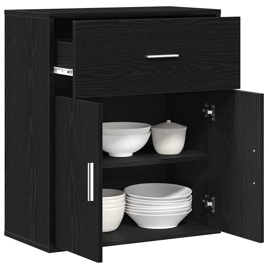 vidaXL Sideboard with Drawer Black Oak 60 x 31 x 70 cm Engineered Wood