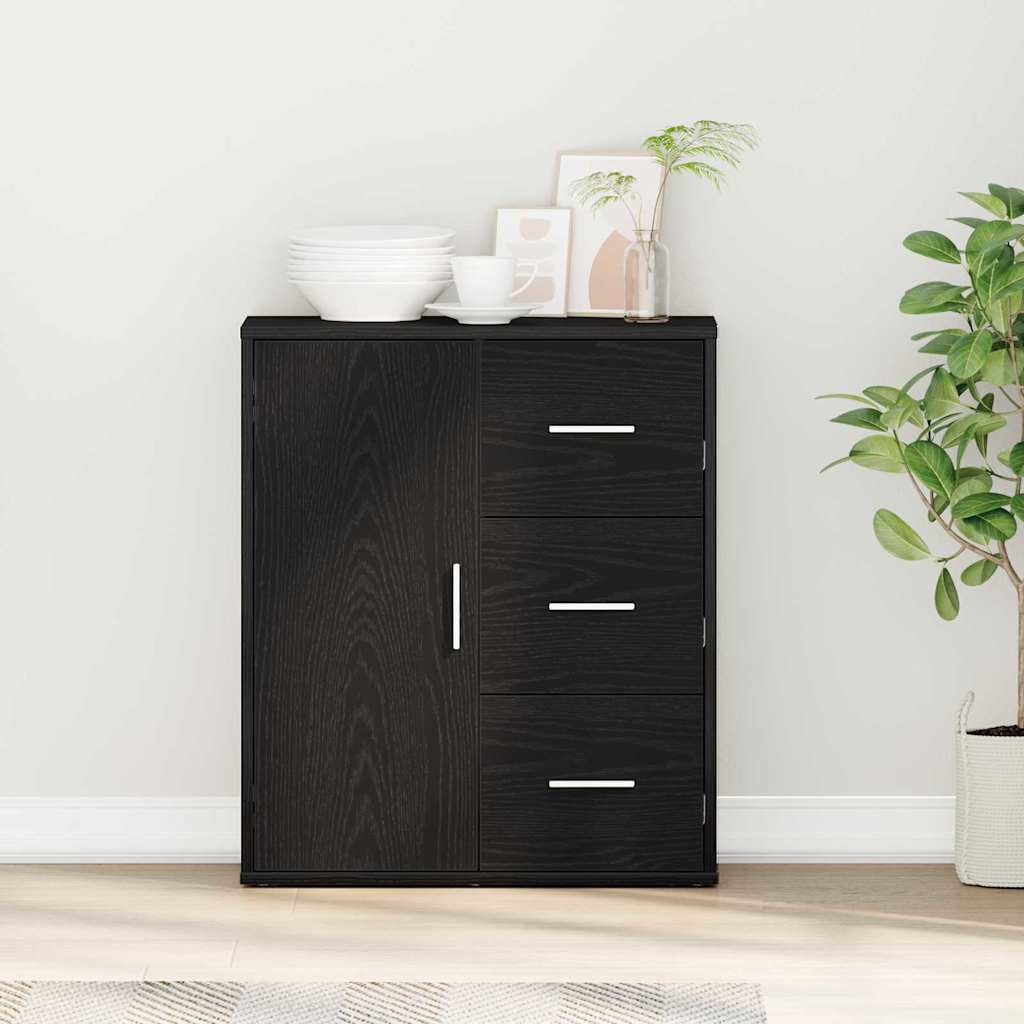 vidaXL Sideboard with Drawer Black Oak 60 x 31 x 70 cm Engineered Wood