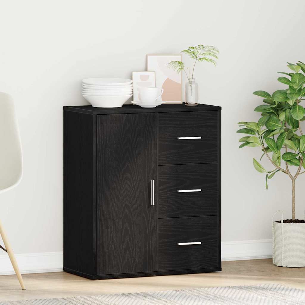 vidaXL Sideboard with Drawer Black Oak 60 x 31 x 70 cm Engineered Wood