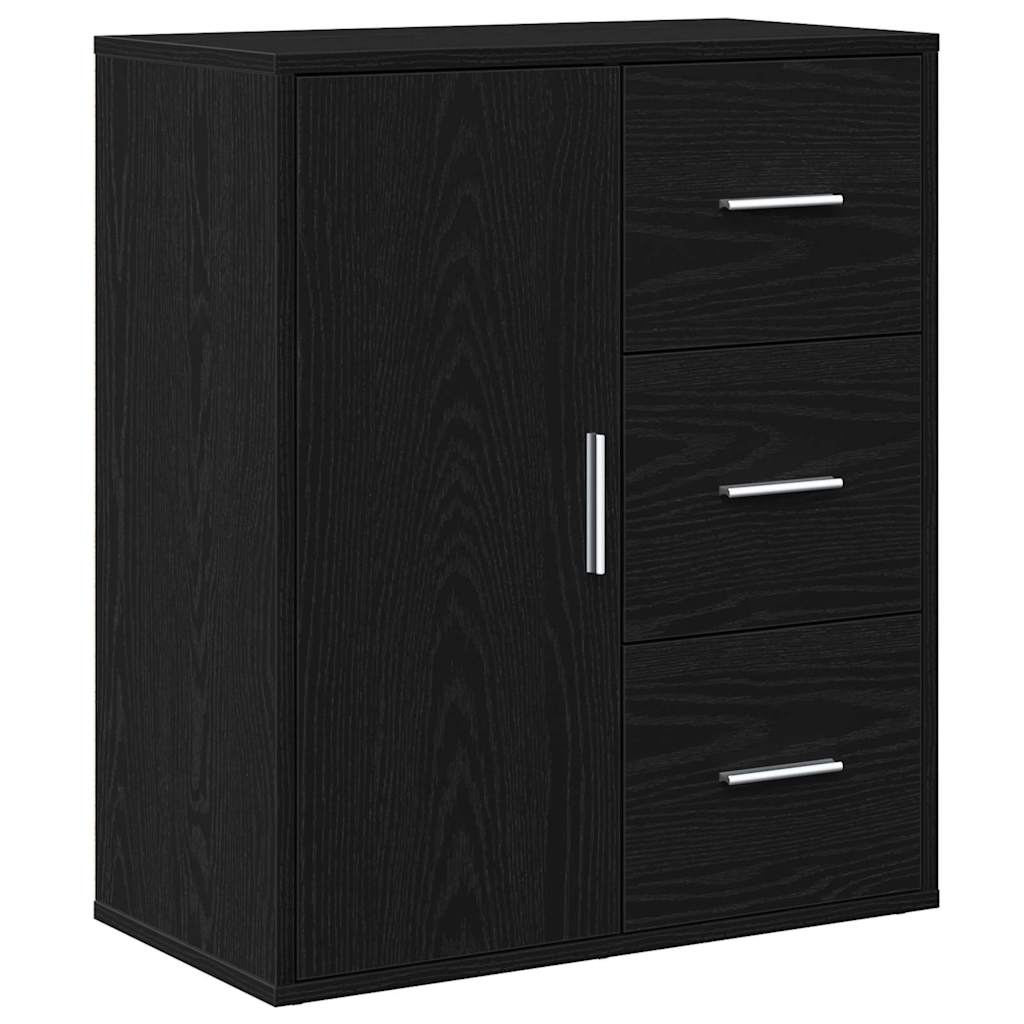 vidaXL Sideboard with Drawer Black Oak 60 x 31 x 70 cm Engineered Wood