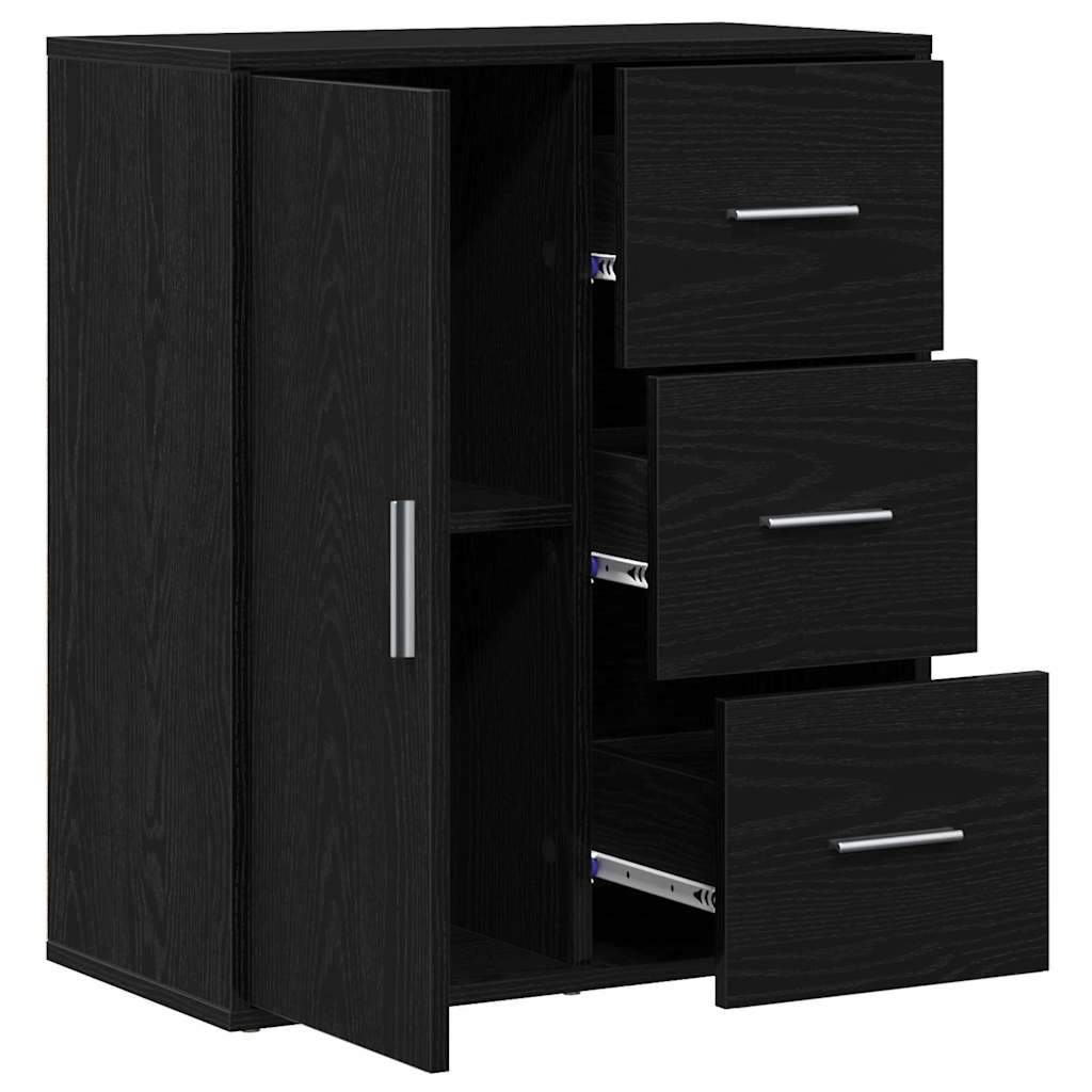 vidaXL Sideboard with Drawer Black Oak 60 x 31 x 70 cm Engineered Wood