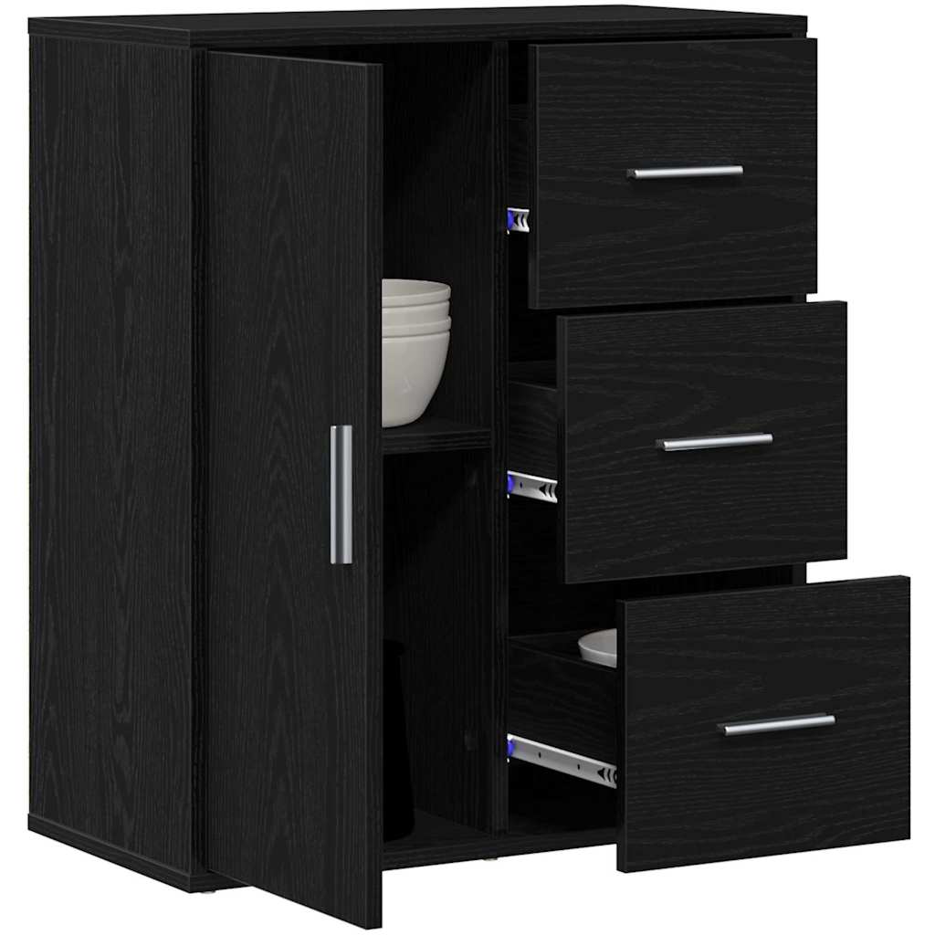 vidaXL Sideboard with Drawer Black Oak 60 x 31 x 70 cm Engineered Wood