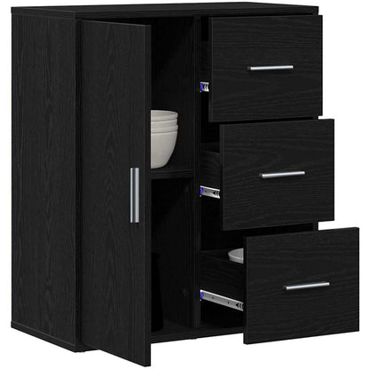 vidaXL Sideboard with Drawer Black Oak 60 x 31 x 70 cm Engineered Wood