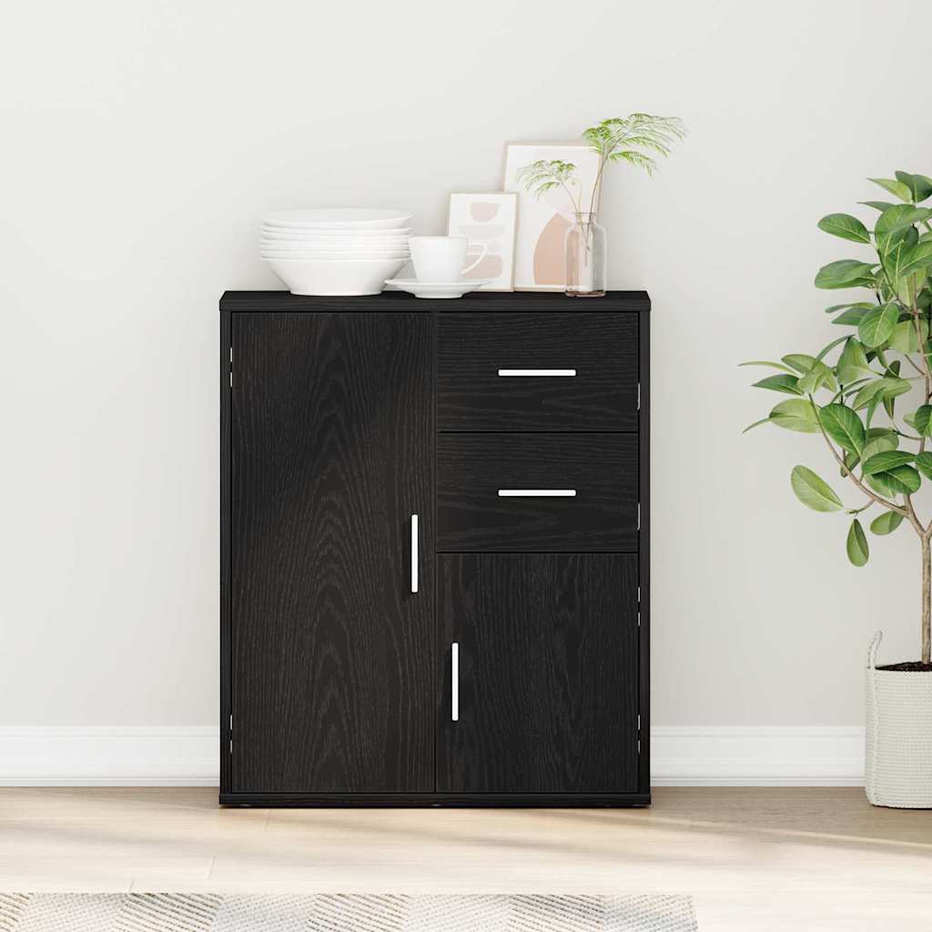 vidaXL Sideboard with Drawer Black Oak 60 x 31 x 70 cm Engineered Wood