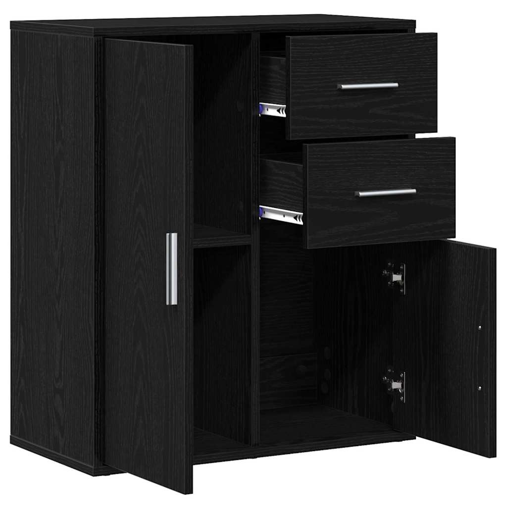 vidaXL Sideboard with Drawer Black Oak 60 x 31 x 70 cm Engineered Wood