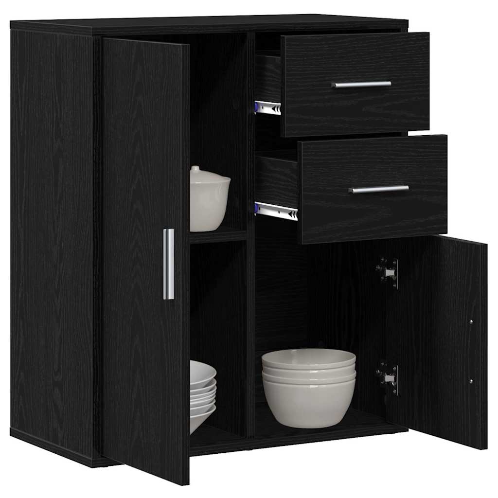 vidaXL Sideboard with Drawer Black Oak 60 x 31 x 70 cm Engineered Wood