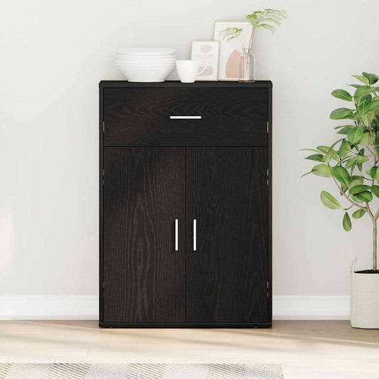 vidaXL Sideboard with Drawer Black Oak 60 x 30 x 84 cm Engineered Wood