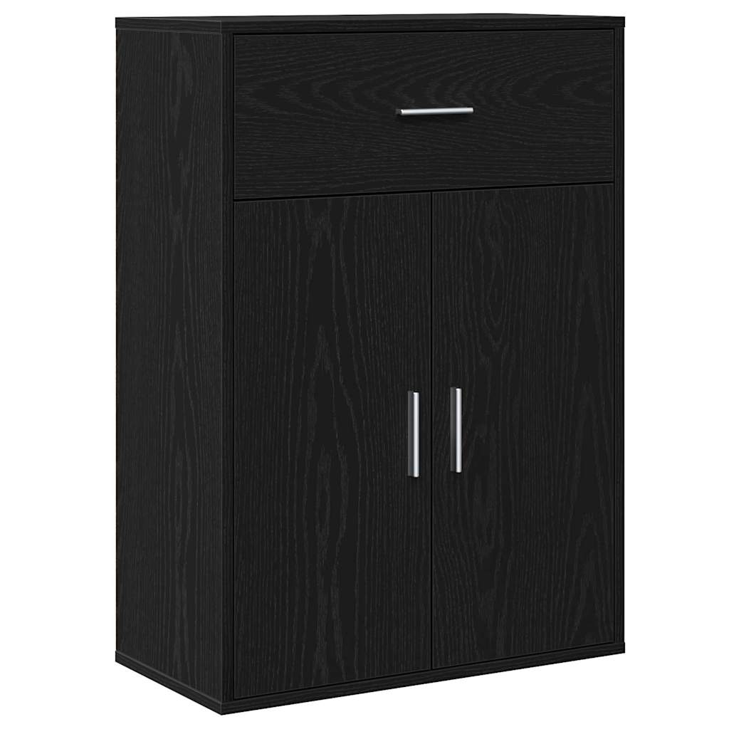 vidaXL Sideboard with Drawer Black Oak 60 x 30 x 84 cm Engineered Wood