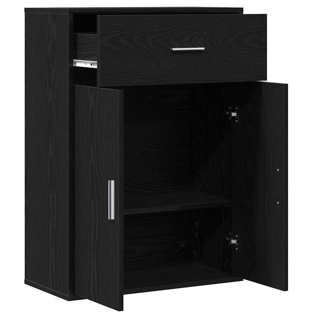 vidaXL Sideboard with Drawer Black Oak 60 x 30 x 84 cm Engineered Wood