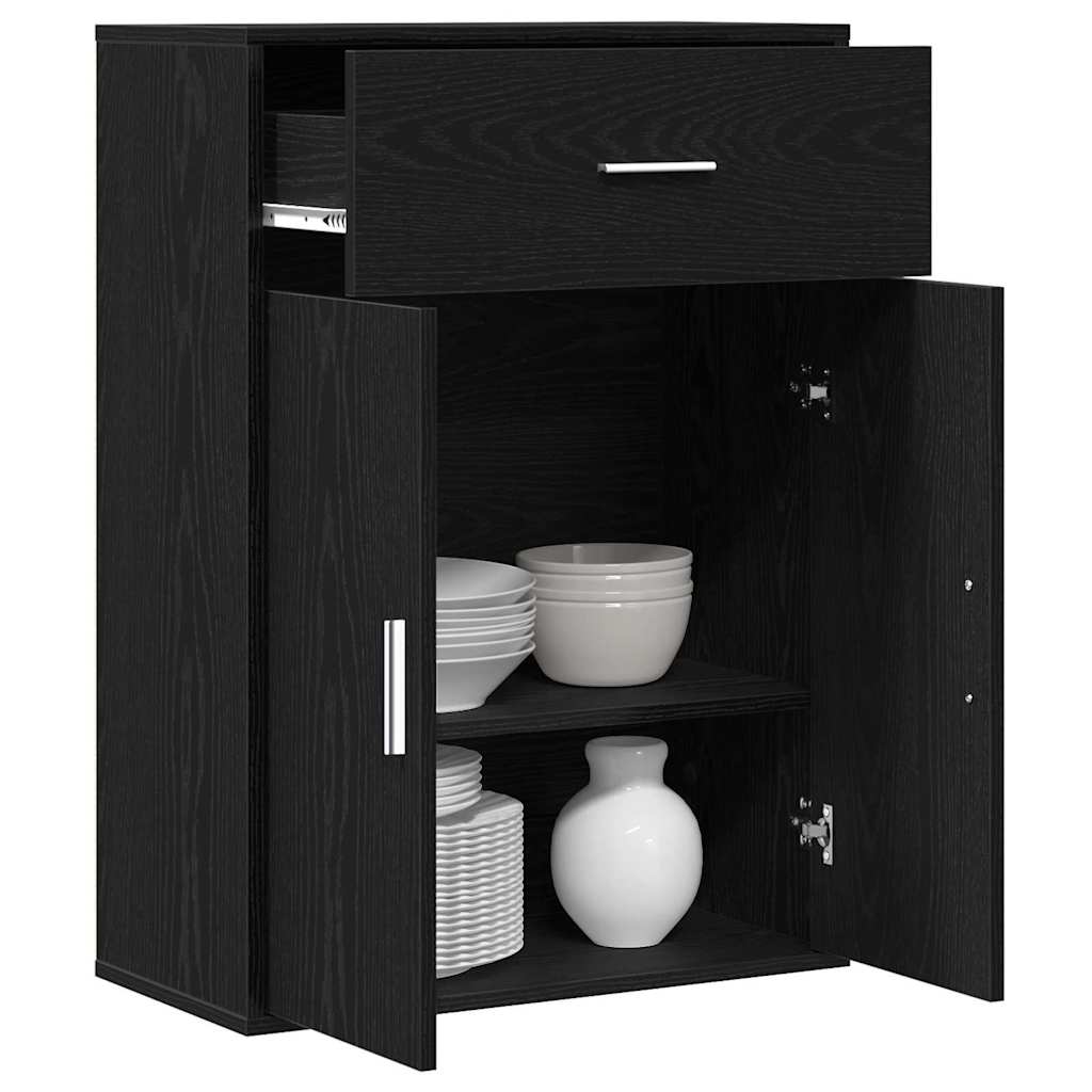 vidaXL Sideboard with Drawer Black Oak 60 x 30 x 84 cm Engineered Wood