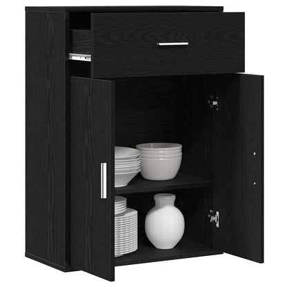 vidaXL Sideboard with Drawer Black Oak 60 x 30 x 84 cm Engineered Wood
