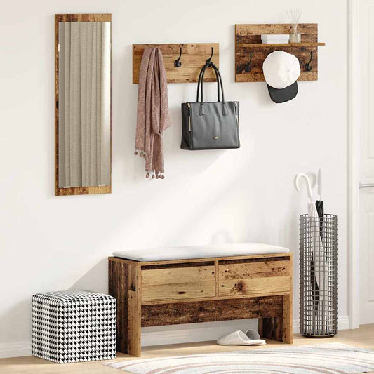 vidaXL Hallway Furniture Set Old Wood 90 x 31 x 46.5 cm