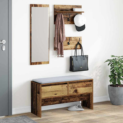 vidaXL Hallway Furniture Set with Shelf 4 pcs Old Wood Engineered Wood