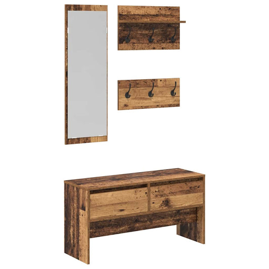 vidaXL Hallway Furniture Set Old Wood 90 x 31 x 46.5 cm