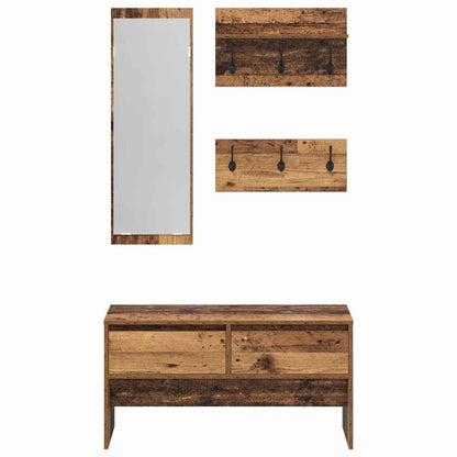 vidaXL Hallway Furniture Set with Shelf 4 pcs Old Wood Engineered Wood