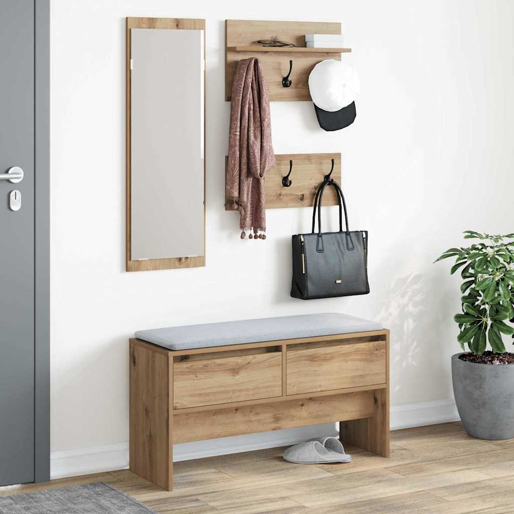 vidaXL Hallway Furniture Set 4 pcs Artisian Oak Engineered Wood