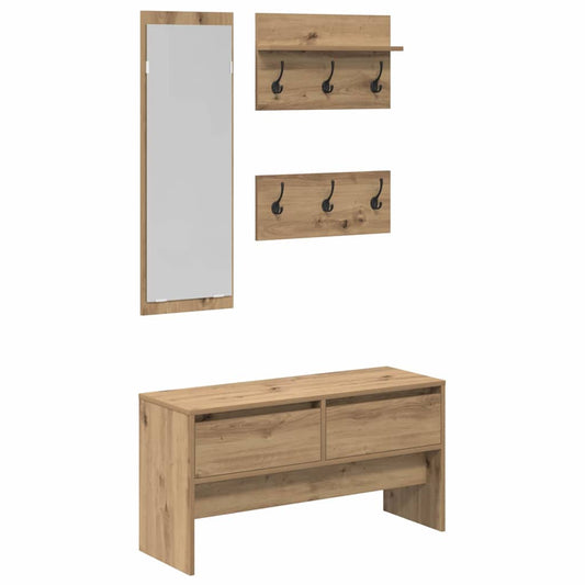 vidaXL Hallway Furniture Set 4 pcs Artisian Oak Engineered Wood