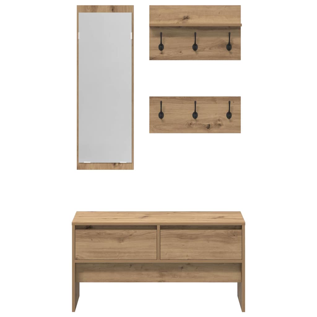 vidaXL Hallway Furniture Set 4 pcs Artisian Oak Engineered Wood