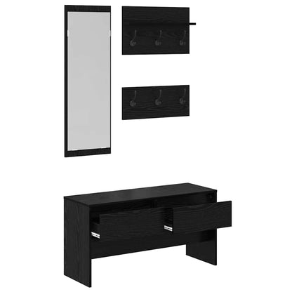 vidaXL Hallway Furniture Set 4 pcs Black Oak Engineered Wood
