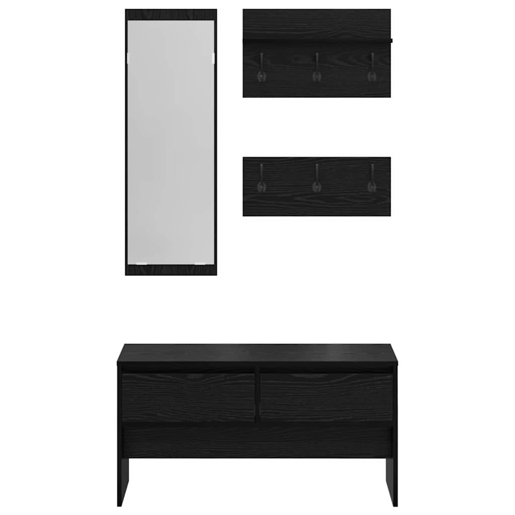 vidaXL Hallway Furniture Set 4 pcs Black Oak Engineered Wood