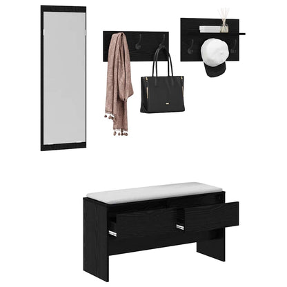 vidaXL Hallway Furniture Set 4 pcs Black Oak Engineered Wood