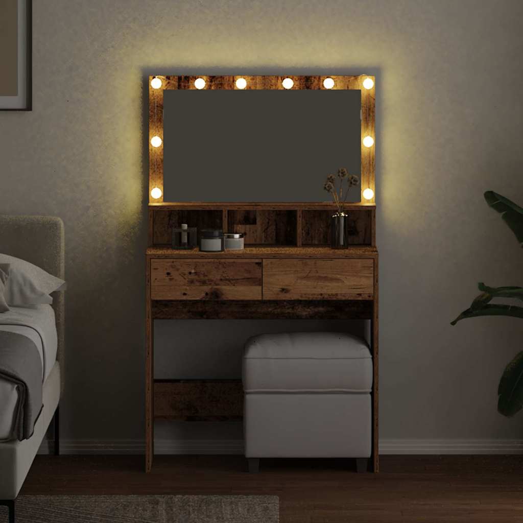 vidaXL Dressing Table Old Wood 80 x 41 x 134.5 cm Engineered Wood