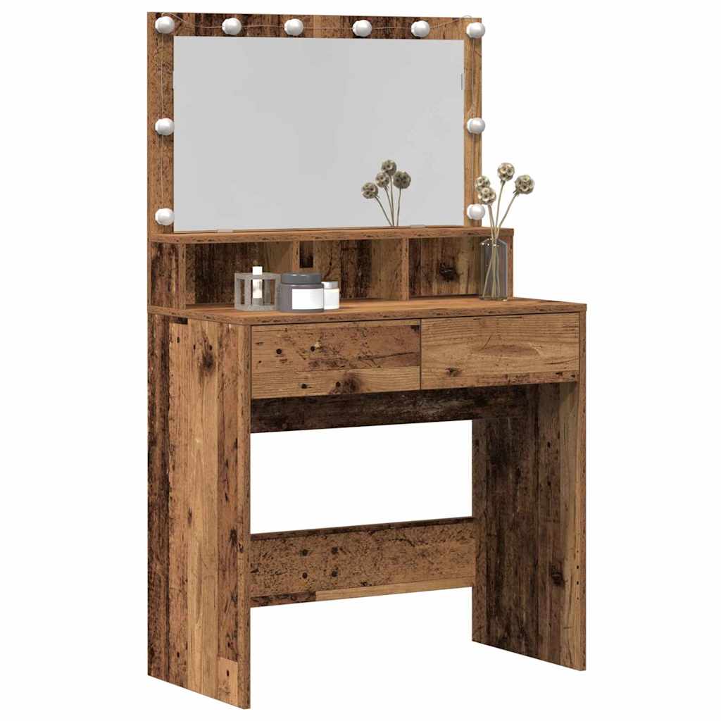 vidaXL Dressing Table Old Wood 80 x 41 x 134.5 cm Engineered Wood