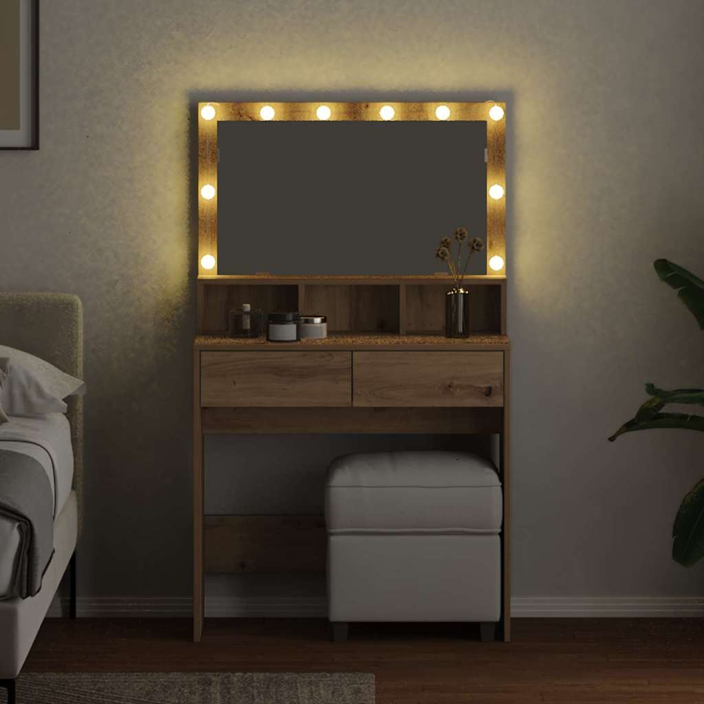 vidaXL Dressing Table Artisan Oak 80 x 41 x 134.5 cm Engineered Wood