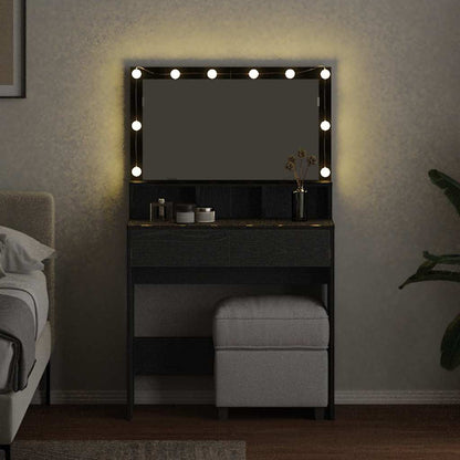 vidaXL Dressing Table Black Oak 80 x 41 x 134.5 cm Engineered Wood