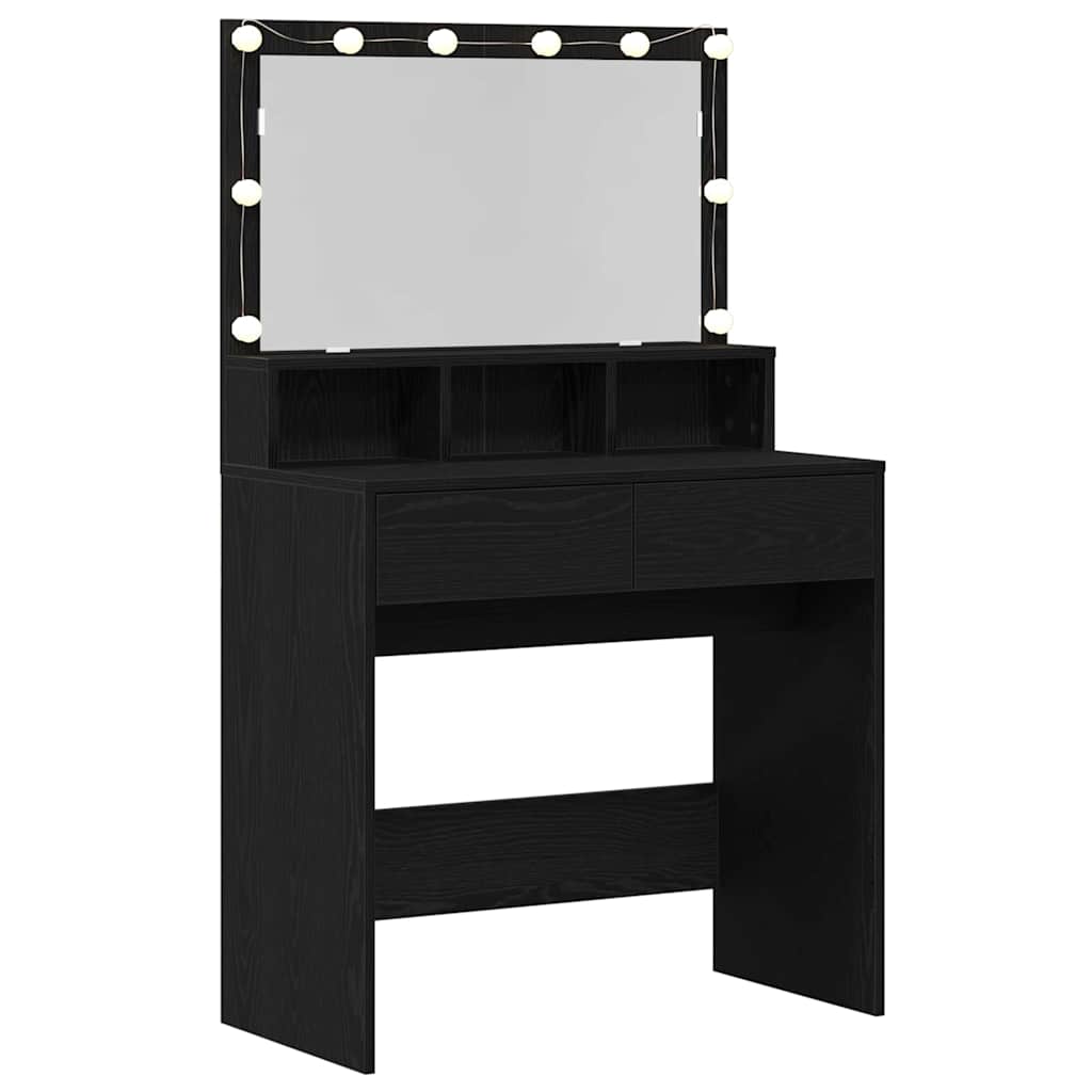 vidaXL Dressing Table Black Oak 80 x 41 x 134.5 cm Engineered Wood