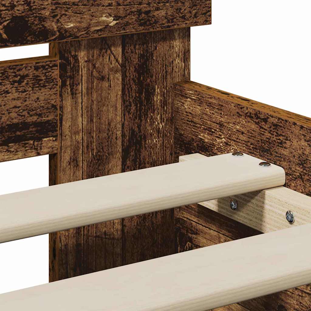 vidaXL Bed Frame with Headboard Old Wood 90 x 200 cm Engineered Wood