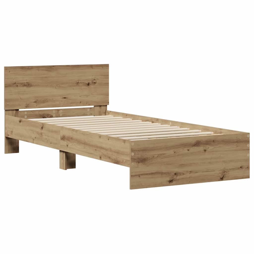 vidaXL Bed Frame Wall-mounted Artisan Oak 90 x 200 cm Engineered Wood