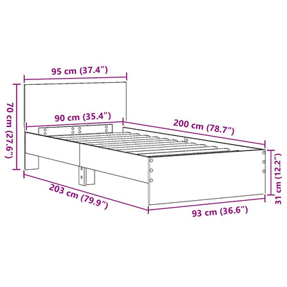 vidaXL Bed Frame Wall-mounted Artisan Oak 90 x 200 cm Engineered Wood