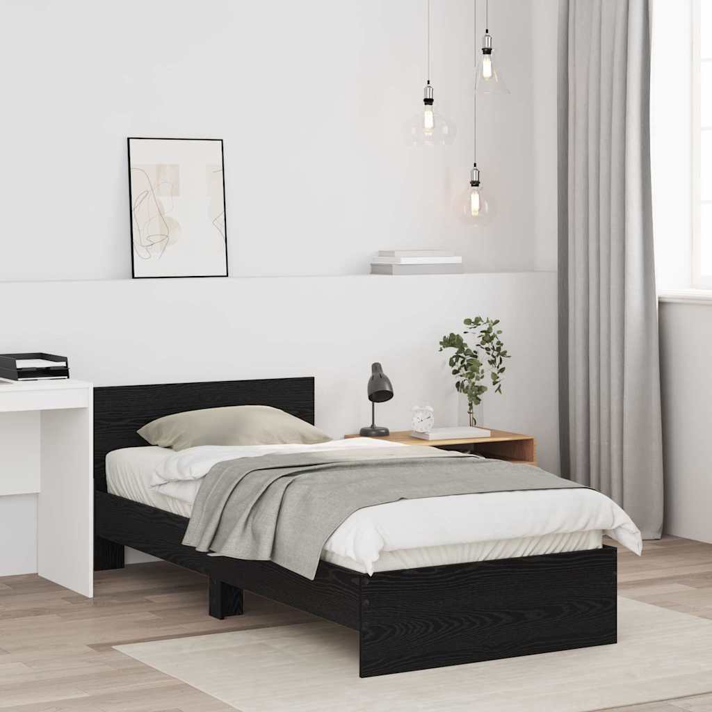 vidaXL Bed Frame with Headboard Black Oak 90 x 200 cm Engineered Wood