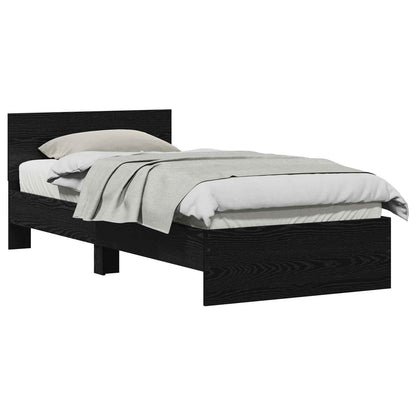 vidaXL Bed Frame with Headboard Black Oak 90 x 200 cm Engineered wood