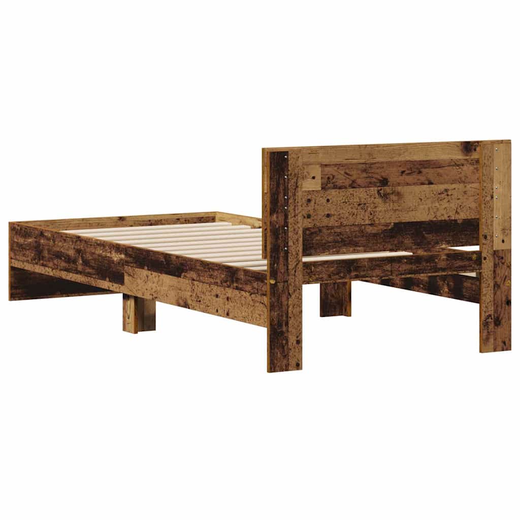 vidaXL Bed Frame with Headboard Old Wood 90 x 190 cm Engineered Wood