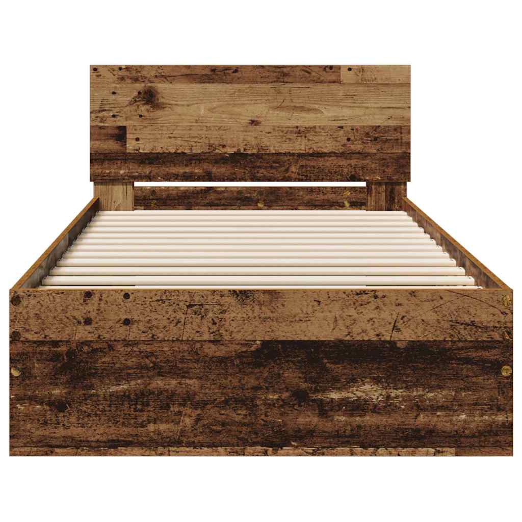 vidaXL Bed Frame with Headboard Old Wood 90 x 190 cm Engineered Wood