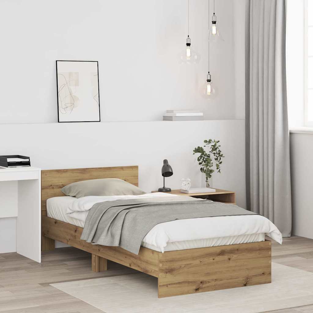vidaXL Bed Frame Wall-mounted Artisan Oak 90 x 190 cm Engineered Wood