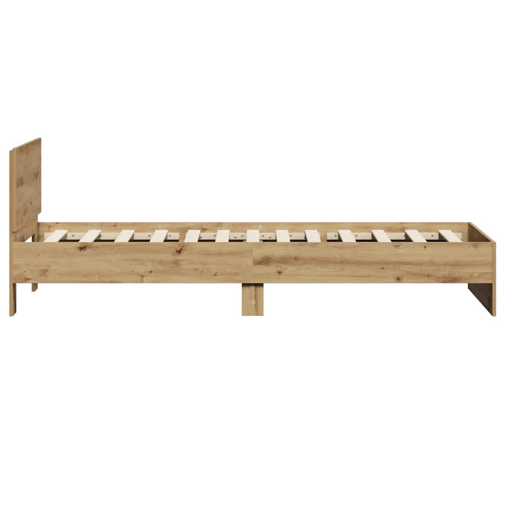 vidaXL Bed Frame Wall-mounted Artisan Oak 90 x 190 cm Engineered Wood