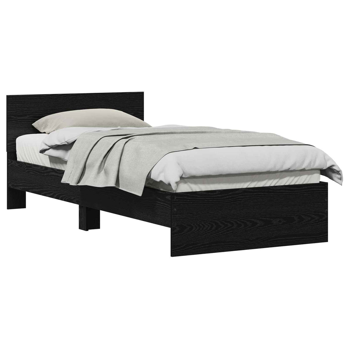 vidaXL Bed Frame with Headboard Black Oak 90 x 190 cm Engineered wood