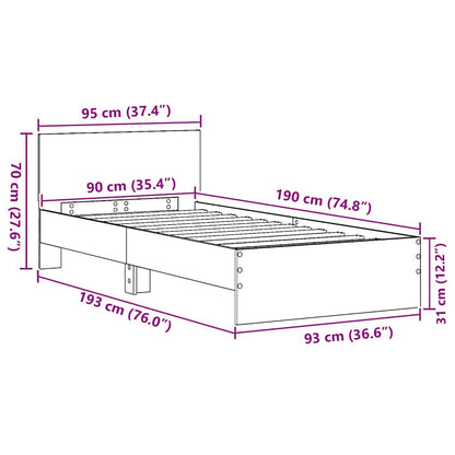 vidaXL Bed Frame with Headboard Black Oak 90 x 190 cm Engineered Wood