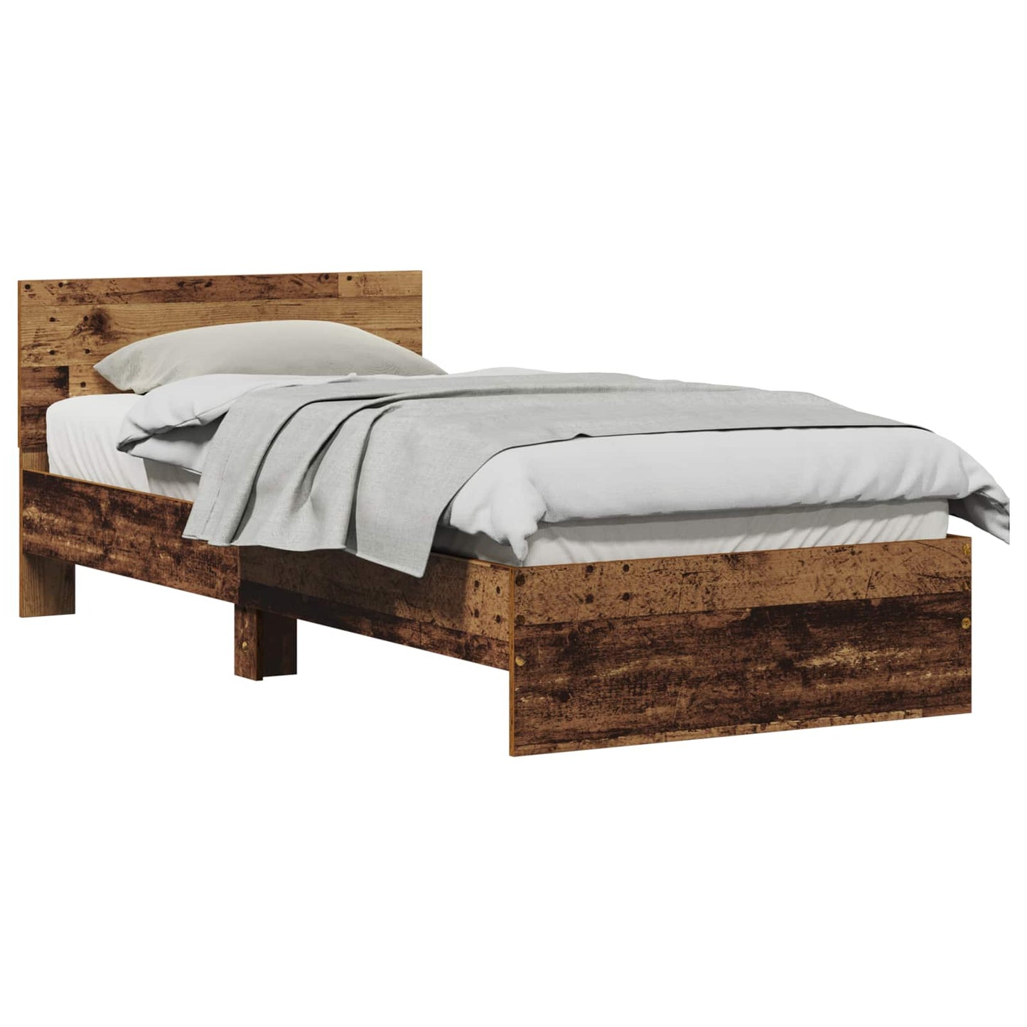 vidaXL Bed Frame with Headboard Old Wood 75 x 190 cm Engineered Wood
