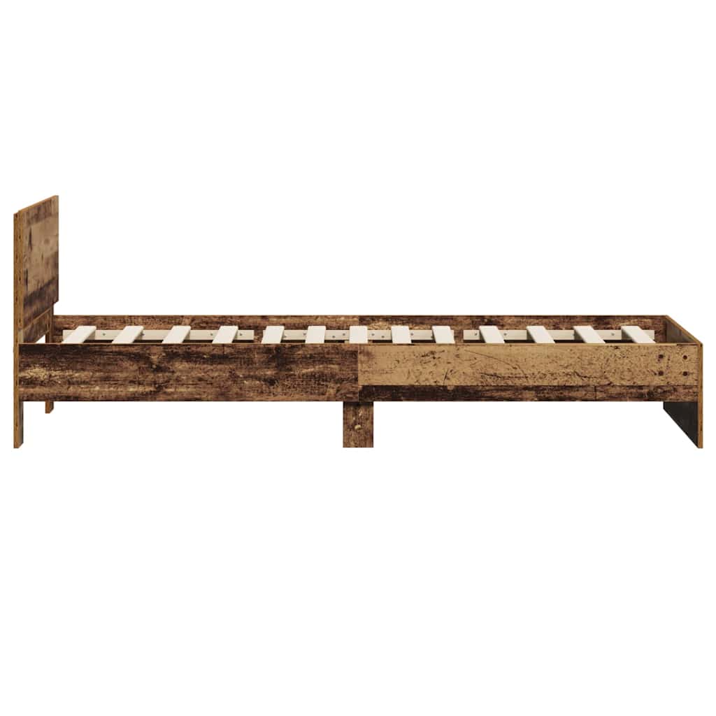 vidaXL Bed Frame with Headboard Old Wood 75 x 190 cm Engineered Wood