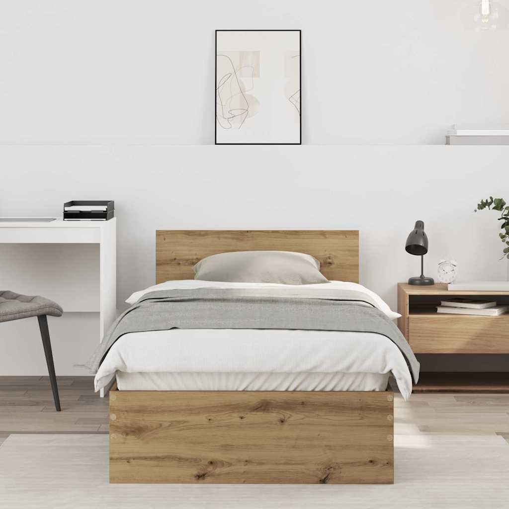vidaXL Bed Frame Artisan Oak 75 x 190 cm Engineered Wood